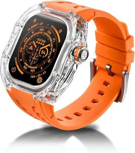 RYUEUYA Translúcido Diseñador Estuche Resistente Correa Apple Watch Ultra 49mm. Naranja NUEVO - Imagen 1 de 13