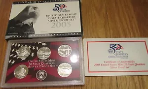 2005 Silver Quarter Proof Set U.S. Mint with Box & COA 5 State Silver Quarter - Picture 1 of 3