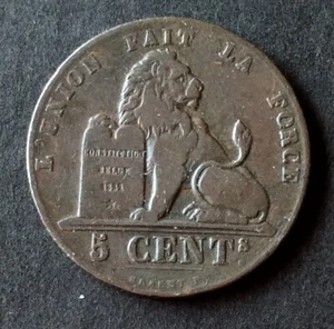 Belgique - Léopold Ier - Très Jolie Monnaie 5 Centimes 1859  au lion - Picture 1 of 2