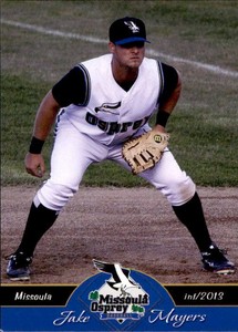 2013 Missoula Osprey Grandstand #19 Jake Mayers Mechanicsburg Virginia VA Card