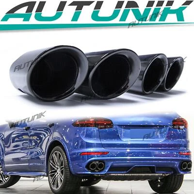 Black Exhaust Tips for Porsche Cayenne 958 Base/S/Platinum 2015-2018 - Image 1 of 4