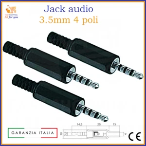 Jack 4 poli 3.5mm da saldare a connettore per cuffie 3 5 maschio spinotto pin - Afbeelding 1 van 1