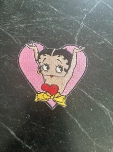 Betty Boop cartoon EMBROIDERED PATCH rare 90s Vtg Hat 2.5” Iron On Heart - Picture 1 of 4