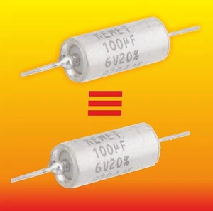 100 uF 6 V CONDENSADORES AXIALES AXIALES EE. UU. KEMET T110 - Imagen 1 de 3