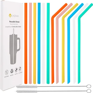 Reusable Replacement Straws for Stanley Cup 40 Oz Tumbler, Extra Long Silicone - Picture 1 of 12