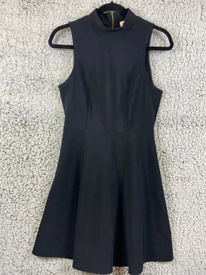 Vestido Negro Cuello Alto Sin Mangas Línea A Cremallera Cierre Espalda Elástico Mujer Talla Foto 1 de 4