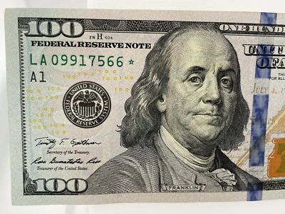 2009-A $100 Star Note: Block LA 09917566 * With a Rare Foreign Chop-marked. - Image 1 of 4