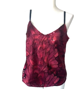 $99 New White House Black Market XS Red Embroidered Sequined Camisole Top