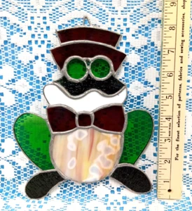 VTG Stained Glass FROG Sun Catcher 8 3/4 x 6 3/4 - Picture 1 of 5
