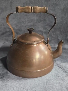 ODT Copper Tea Kettle W/ Wooden Handle and Lid Knob Portugal VTG**42 - Picture 1 of 11
