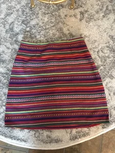 Falda Kaisley Nueva Sin Etiquetas Tribal Multicolor XS Mini Navajo México  - Imagen 1 de 5