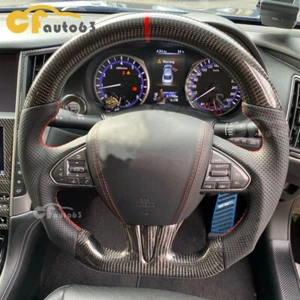 Real Carbon Fiber Sport Steering Wheel Fit Infiniti Q50 QX50 2013-2017 No Heated - Picture 1 of 9