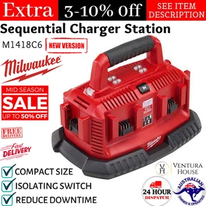 Milwaukee 6 Bay 18V Battery Charger Cordless Li-Ion Sequential Charging Station - Picture 1 of 12