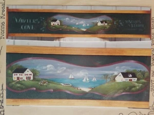 YVONNE KRESAL 1993 SUMER VILLAGE LAGO SIGNO DE BIENVENIDA PATRÓN DE PINTURA ACRÍLICA  - Imagen 1 de 4