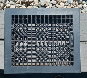 Vintage Antique Cast Iron Floor Wall Grate Heating Vent Register 12X14 od - Picture 1 of 3