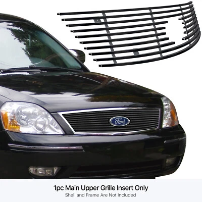 Fits 2005-2007 Ford Five Hundred Logo Show Upper Stainless Black Billet Grill - Image 1 of 4
