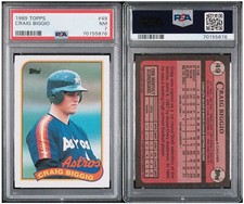CRAIG BIGGIO RC PSA 7 NM - 1989 TOPPS # 49 - HOUSTON ASTROS 2B - HALL OF FAME