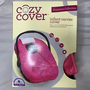 CozyBaby Premium Infant Car Seat Cover with Dual Zippers & Elastic Edge, Pink
