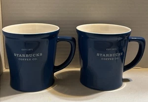 Starbucks Coffee Co. 2008 (2) tazas grandes azules 18 oz. EST. Mango 1971 - Imagen 1 de 6