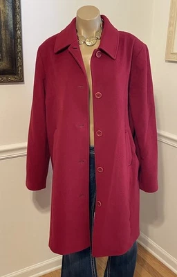 Vintage 90’s LL Bean Wool  Blend Long Red Dress Coat Womens Size L - Image 1 of 4