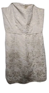 Max & Cleo Strapless Gold Metallic Brocade Floral Cocktail Party Dress Sz 12 - Picture 1 of 21