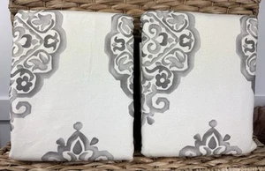 2 Pottery Barn Asher Medallion BLACKOUT Curtains Drapes 50 x 96” Gray NEW - Picture 1 of 9