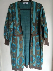 Crazy Train Damen Azteken Staubmantel Cardigan Größe Medium türkis und braun Baumwollmischung - Bild 1 von 11