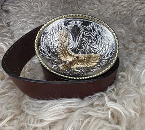 Vintage Ivan Gürtelschnalle Adler mit Öl Harness Leder 40 Gürtel - Bild 1 von 8