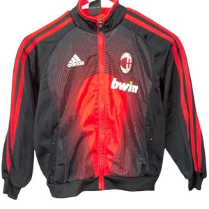 Adidas AC Milan Bwin Jacket Youth XS 8A Black Red Full Zip Soccer Track Top 2006 - Picture 1 of 7