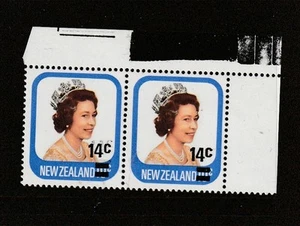 Nueva Zelanda 1979 Opts 14c en 10c, SURCH DOUBLE, 1 ALBINO, UM/MNH con SG normal - Imagen 1 de 2