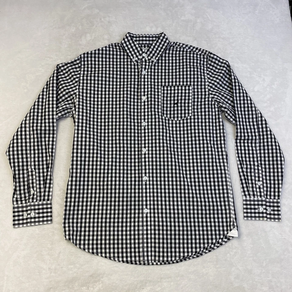 Camisa Staple Para Hombre Talla Grande Negra Paloma Guinga Abotonada Manga Larga Foto 1 de 4