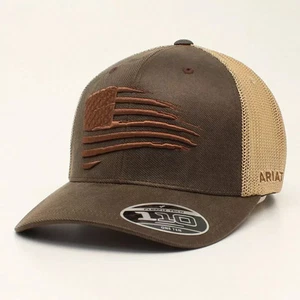 Ariat Flag Brown Tan Mesh Snapback Cap A300012102 - Picture 1 of 1