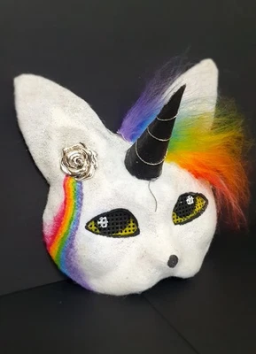 Mask. Handmade Costume Masks. Rainbow Unicorn.  Kids mask - Image 1 of 4
