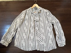 Banana Republic Tie-Neck Long Sleeve Blouse Size Large - Picture 1 of 2