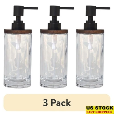 Bomba de jabón de vidrio de madera de acacia 12 oz baño cocina bomba dispensadora decoración del hogar nueva Foto 1 de 4