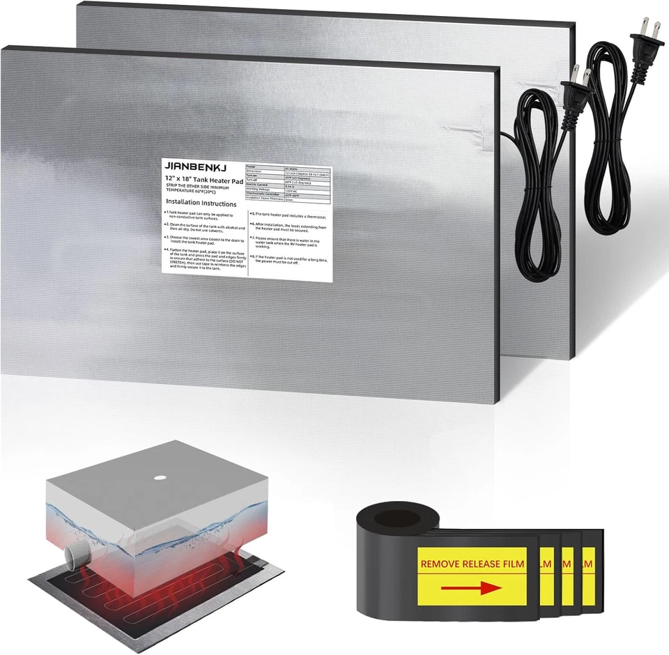 房车储罐加热器垫 120V,12"X18" 2 件房车保持罐加热器垫带自动 T — 第 1/4 张图片