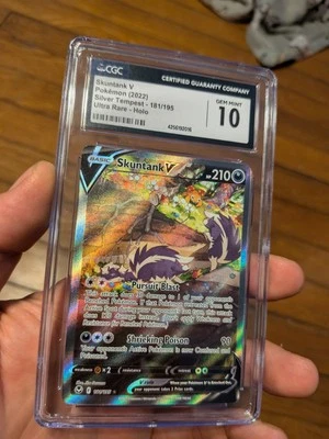 CGC 10 GEM MINT Skuntank V Full Alt Art 181/195 Silver Tempest Pokemon Holo Card - Image 1 of 2
