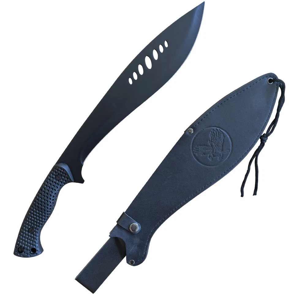 Navaja nepalí de acero inoxidable con funda de cuero/exterior/lista para batalla Foto 1 de 4