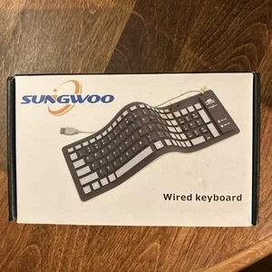 Sungwoo Foldable Silicone Keyboard USB Wired Waterproof Rollup Keyboard for PC - Picture 1 of 5