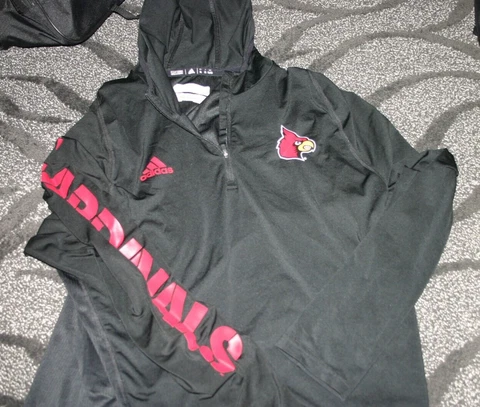 Louisville Cardinals Football Adidas Team Black Hoodie Light Sweatshirt XL Cover