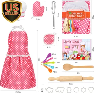 Kids Cooking Baking Set 19Pcs, Kids Chef Role Play Costume Set - Chef Hat and... - Picture 1 of 7