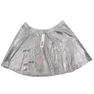 Mia New York Girls Size Large / 12 Silver Skater Skirt Elastic Waistband - Picture 1 of 6