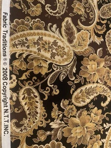 Fabric - Paisley Brown, Tan and Black - 4 yds. + 20 inches. 44 in. wide - Picture 1 of 3
