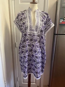Neu Sulu Collection Damen lila/weiß Spitzenborte Freizeitkleid/Abdecken XXL - Bild 1 von 10