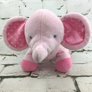 Babies R Us Pink Elephant Plush White Polka Dots Satin Ears 9" Soft Toy - Picture 1 of 6