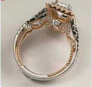 2Ct Emerald Lab-Created Diamond ArtDeco Engagement Ring 14K Rose White Gold Over - Picture 1 of 4