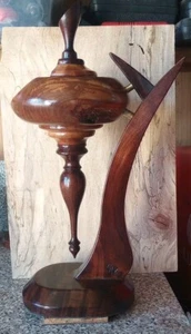 DECKELVASE SCHWARZ NUSSBAUM HANDARBEIT - Bild 1 von 9
