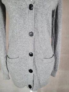 Damen Tory Burch grau V-Ausschnitt Strickjacke Pullover schwarz Knöpfe Taschen Gr. XXS - Bild 1 von 10