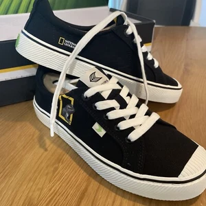 CARIUMA National Geographic Black Canvas Sneakers Shoes Womens Sz 8.5 Mens Sz 7 - Picture 1 of 11