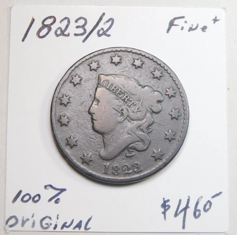 1823 / 2 CHOCOLATE BROWN ORIGINAL LARGE CENT FINE - ONE TOUGH COIN TO FIND⭐⭐⭐⭐ Cover
